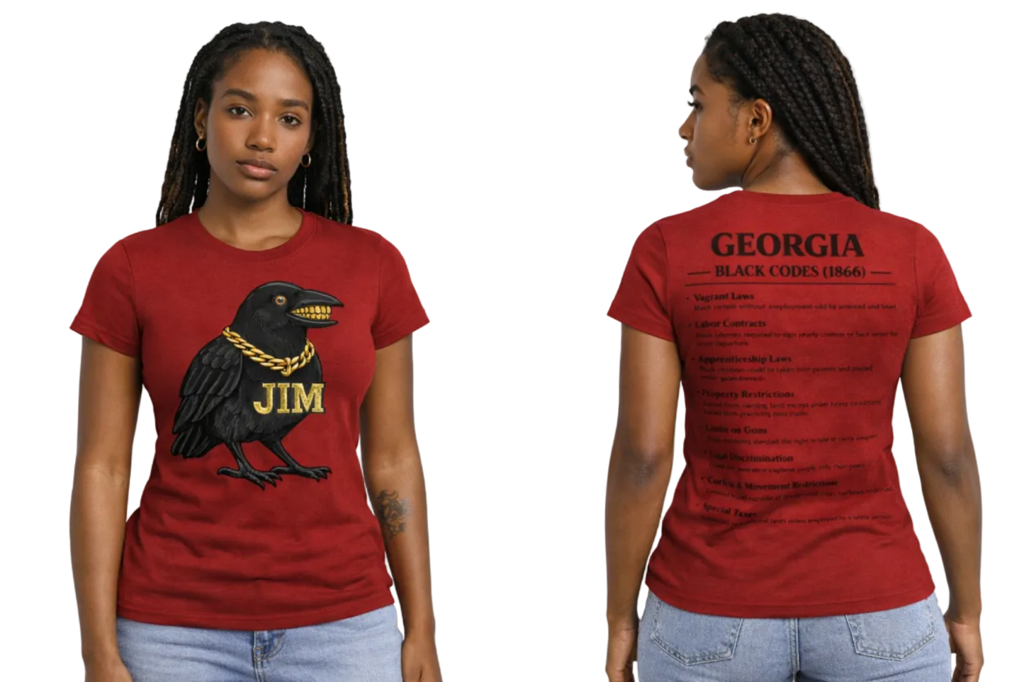 Women's Red Fitted Georgia Black Codes Tee