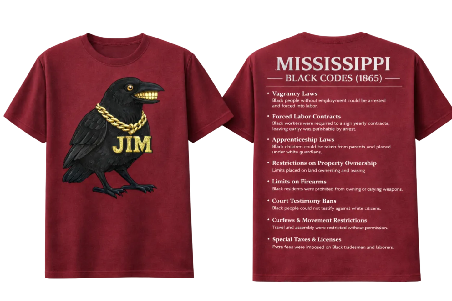 Mississippi Black Codes Tee – JIM the Crow™ Awareness Shirt